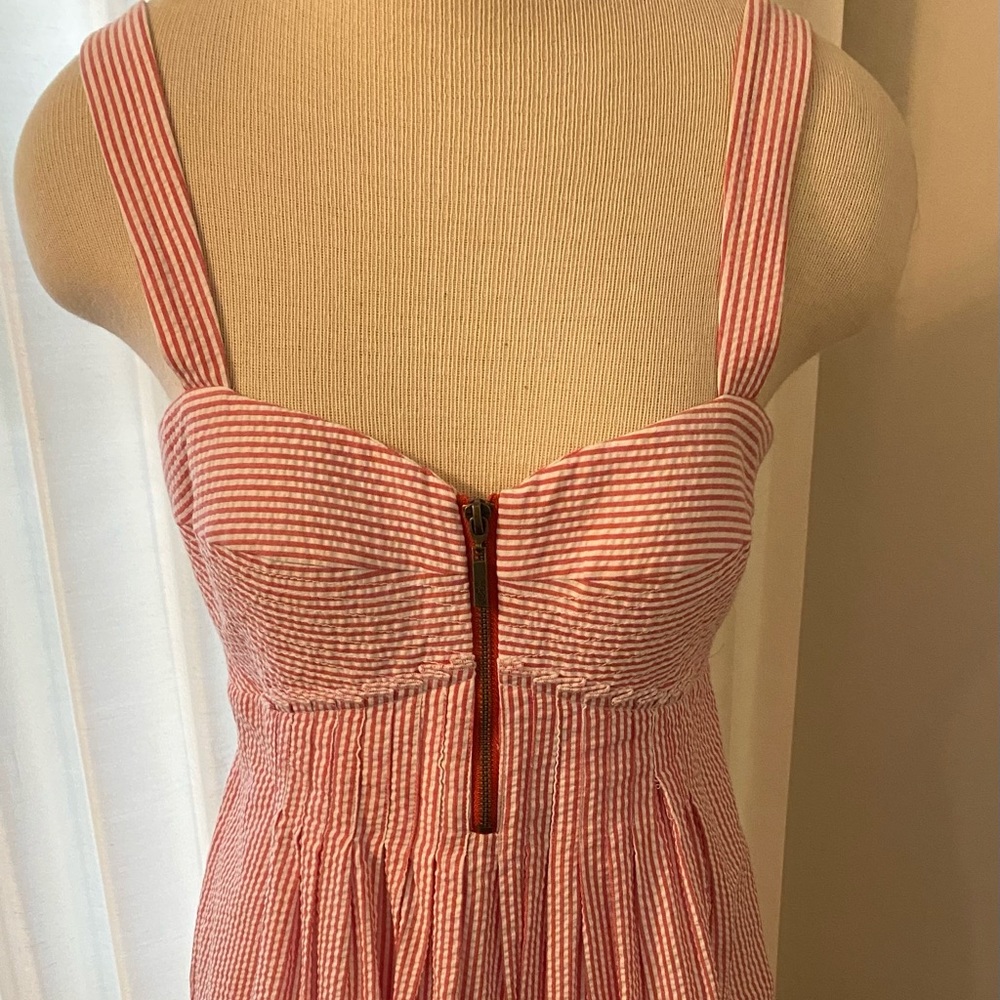 Red and white seersucker sundress